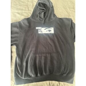J Galt Hoodie Womens One Size Black New York Eyes Graphic Made USA Pullover